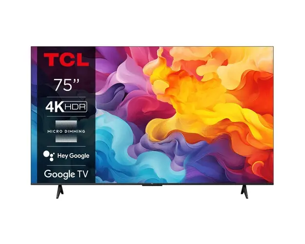 Televizor LED TCL 75V6B, 190 cm, 4K, Google TV, Amazon Alexa, Clasa E