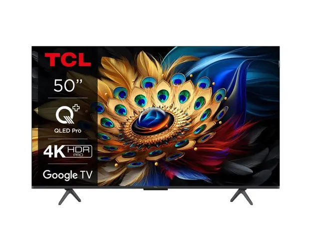 Televizor QLED TCL 50C655, 126 cm, Smart Google TV, 4K Ultra HD, Clasa F (Model 2024)
