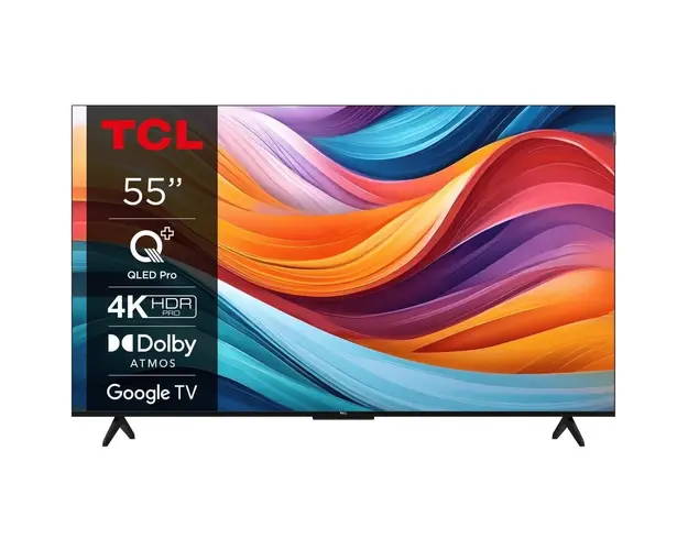 Televizor QLED TCL 55T7B, 139 cm, Smart Google TV, 4K Ultra HD, Clasa F