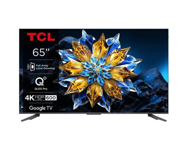 Televizor QLED TCL 65C655, 164 cm, Smart Google TV, 4K Ultra HD, Clasa F (Model 2024)