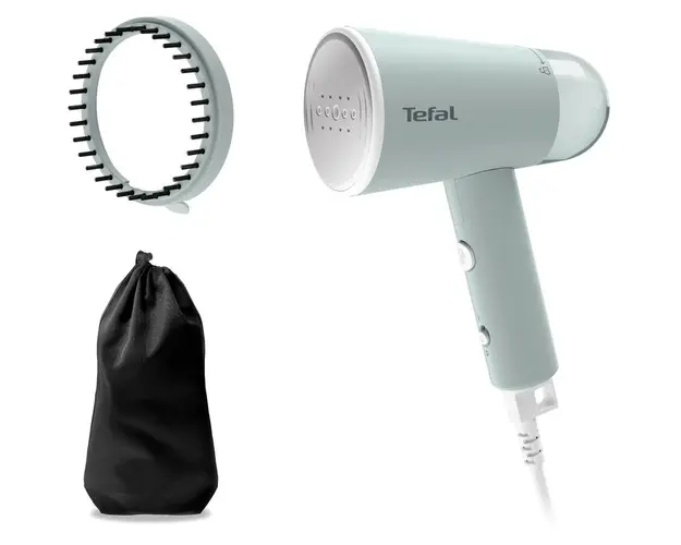 Aparat de calcat cu abur portabil Tefal Origin Travel DT1034E1, 1200 W, abur variabil 20 g/min, 70 ml, cablu alimentare 2m, alb &amp; verde