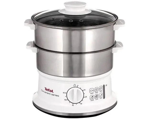 Aparat de gatit cu aburi Tefal VC145130, 6 l, compatibil cu masina de spalat vase, nivel de apa vizibil, alb