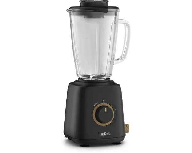 Blender Tefal Eco Respect BL46EN38, 800W, buton variabil pentru viteza, cutit cu 4 lame, sistem Smart Lock, vas din sticla termorezistenta, 1.25L, negru