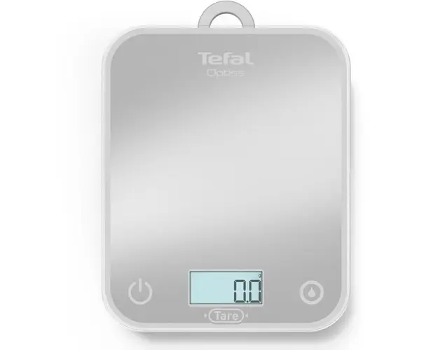 Cantar de bucatarie Tefal Optiss BC50U4V0, 5 kg, sticla securizata, functie Tara, functie de cantarire a lichidelor, precizie 0.5g, afisaj LCD, carlig de agatat, gri
