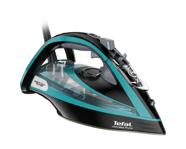 Fier de calcat Tefal FV9844E0 Ultimate Pure, 3200 W, Talpa Durilium AirGlide Autoclean, jet de aburi 250gr/min, Negru/Bleu