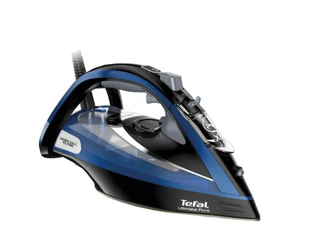 Fier de calcat Tefal Ultimate Pure FV9848E0, 3200 W, 60 g/min, AirGlide Autoclean, Negru/Albastru