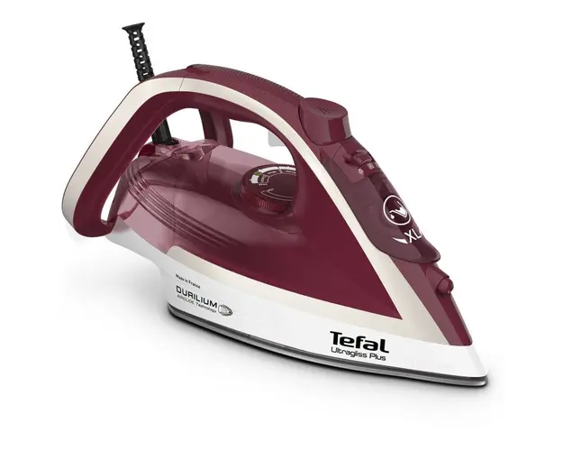 Fier de calcat Tefal Ultragliss Plus FV6810E0, 2800W, talpa Durilium AirGlide, jet de abur 250 g/ min, functie anti-calcar, visiniu/ alb