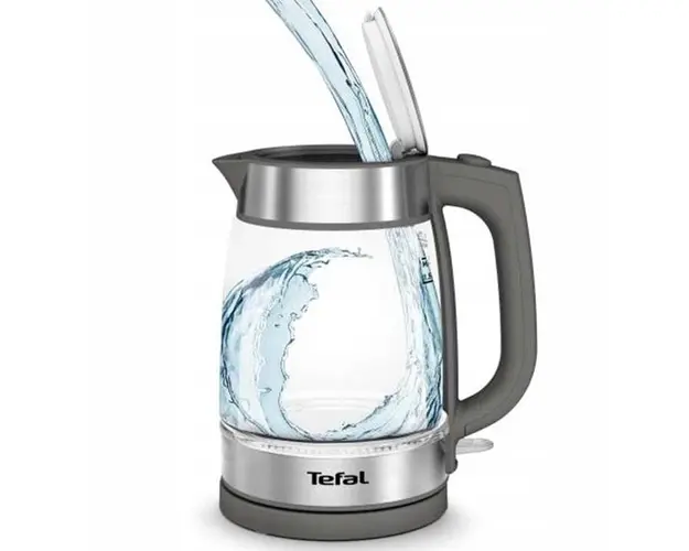 Fierbator Tefal Glass Kettle KI740B30, 2200W, sticla, transparent/gri, 1.7l