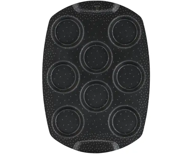 Forma de copt Tefal PerfectBake Mini Quiche, aluminiu reciclat, invelis antiaderent, 21x29 cm, negru & maro