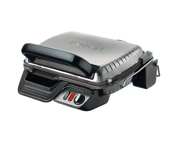 Gratar electric Tefal Ultracompact GC306012, 2000 W, termostat, 100-240 grade, placi detasabile, tava detasabila, indicator LED, 19 x 31.5 cm, argintiu