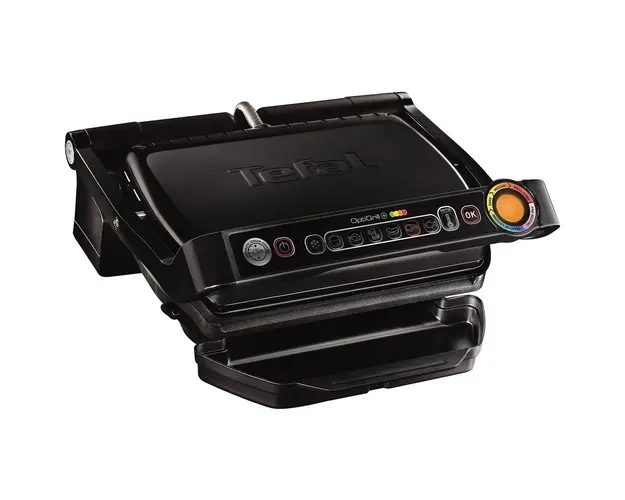 Grill electric OPTIGRILL GC714834, 2000W, 6 programe automate de gatit, Senzor automat pentru gatit, Placi detasabile, Negru