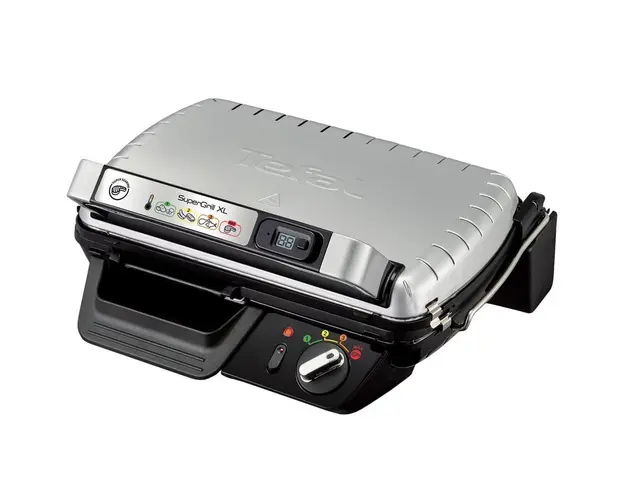Grill Tefal Supergrill XL GC461B34, 2400 W, cronometru detasabil, deschidere la 180, indicator led, Gri