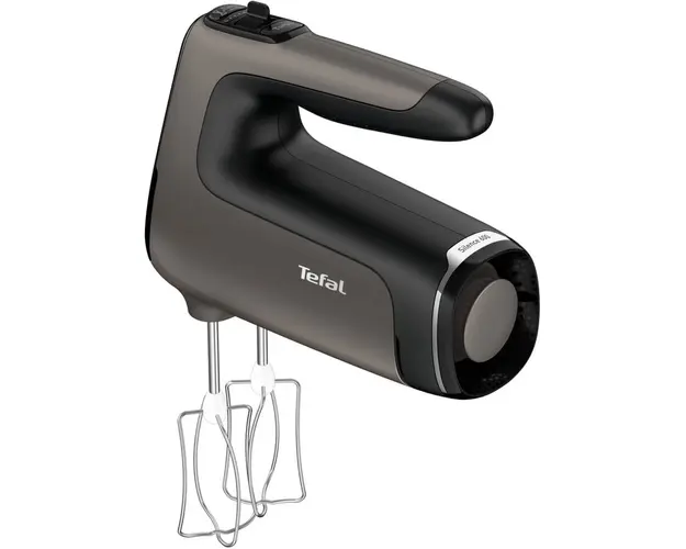 Mixer de mana Tefal PowerMix Silence, 600 W, Functie Turbo, 2 teluri inox, 2 carlige pentru aluat, Tehnologie Silence600, gri