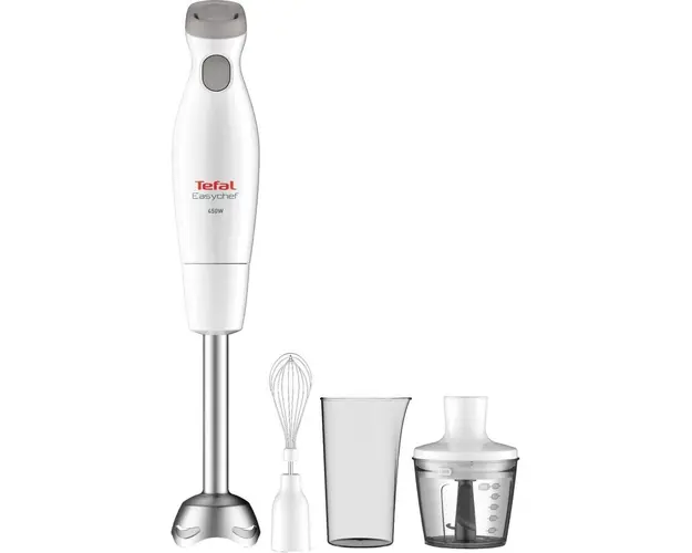 Mixer vertical Tefal HB453138 Easychef 3 in 1, 450 W, 2 viteze, tocator, vas gradat, tel, Alb