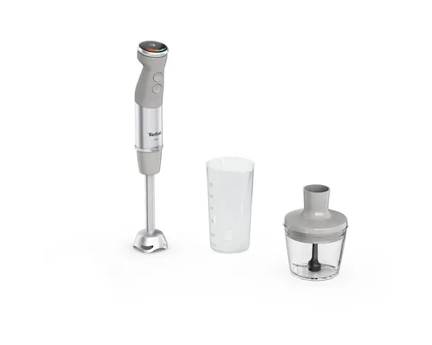 Mixer vertical Tefal Quickchef+ HB672B30, 1000W, 20 trepte de viteza, functie Turbo, tocator 500 ml, pahar de masurat 800 ml, inox, 4 lame Powelix, gri &amp; argintiu