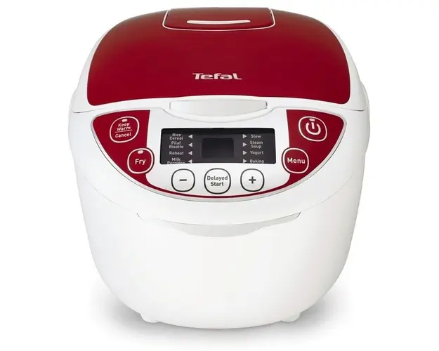 Multicooker Tefal Fuzzy Logic RK705, 750 W, 5 l, programe automate, timer, alb/rosu