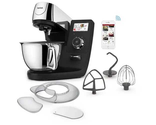 Robot de bucatarie Tefal i-Coach Touch QB950D38, ecran tactil, 21 programe automate, 10 trepte viteza, 1200 W, 5,5 L, negru