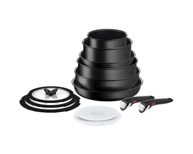 Set 13 piese TEFAL Ingenio Unlimited L7639002, maner detasabil, invelis antiaderent Titan, inductie, negru
