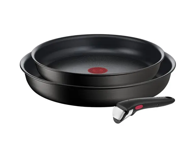 Set 3 piese TEFAL Ingenio Unlimited L7638942, maner detasabil, invelis antiaderent Titan, inductie, negru