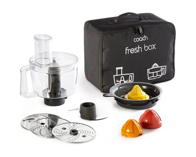 Set de 5 accesorii Tefal Coach Fresh Box XF652038, pentru rezultate perfecte de maruntire, feliere, tocare, razuire si presare a citricelor, negru