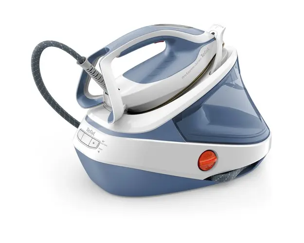 Statie de calcat cu boiler de inalta presiune Tefal Pro Express Umtimate GV9710E0, 3000W, capacitate rezervar 1.2L, jet de abur 580g/min, 7.6 bari, abur vertical, talpa Durilium Airglide Autoclean Ultra Thin, albastru