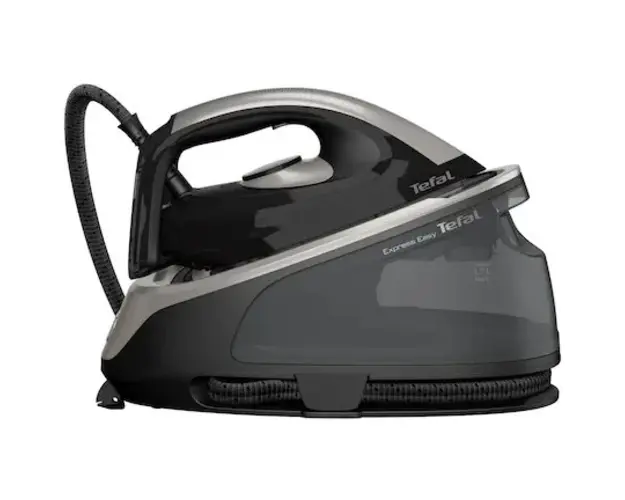 Statie de calcat Tefal Express Protect SV6140E0, 2200W, presiune 6 bari, rezervor 1.7L, functie Auto OFF, talpa Ceramic Xpress Glide, Negru&amp;gri