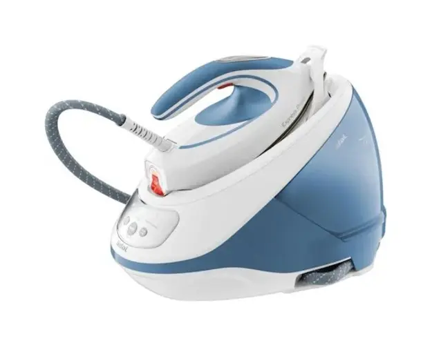 Statie de calcat Tefal Express Protect SV9202E0, 2800W, presiune 7.5 bari, rezervor 1.8L, talpa Durilium Airglide Autoclean, Alb&amp;albastru