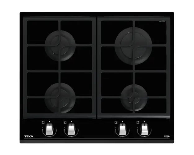 Plita incorporabila TEKA GZC 64300 XBN, Gaz, 4 arzatoare, Aprindere electrica, Gratar fonta, 60 cm, Sticla neagra