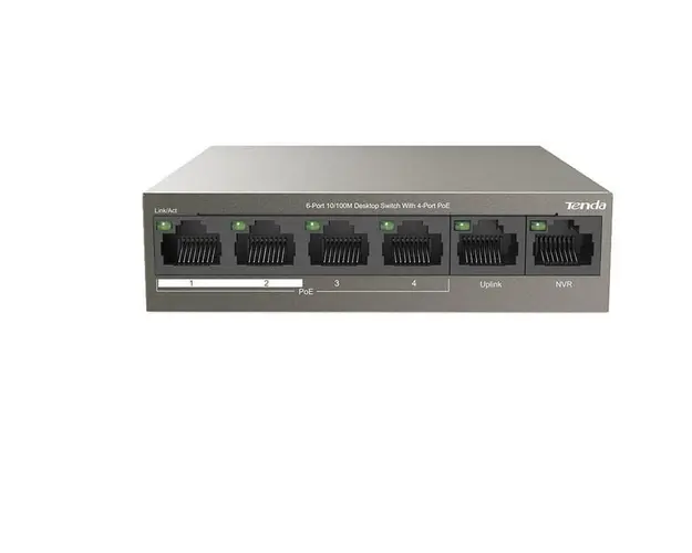 Switch desktop TEF1106P-4-63W cu 6 porturi 10/100Mbps, cu 4 porturi PoE, protectie fulger 6kV