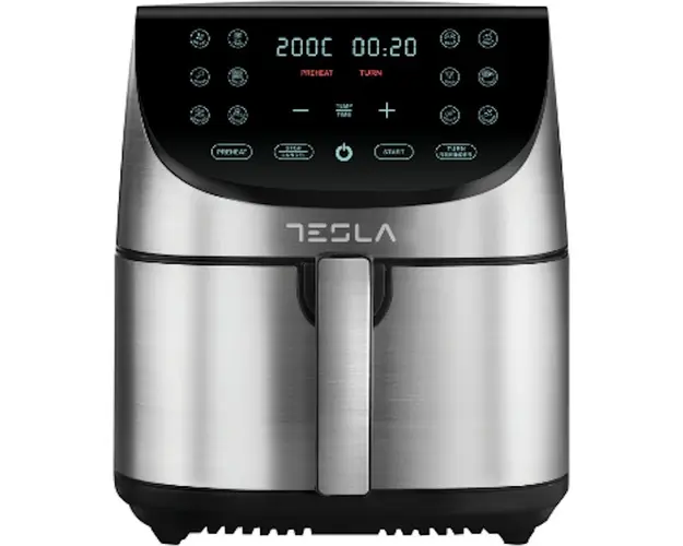Friteuza aer cald Tesla AF701BX, 7 L, 1700W, Panou digital, 12 programe, Inox