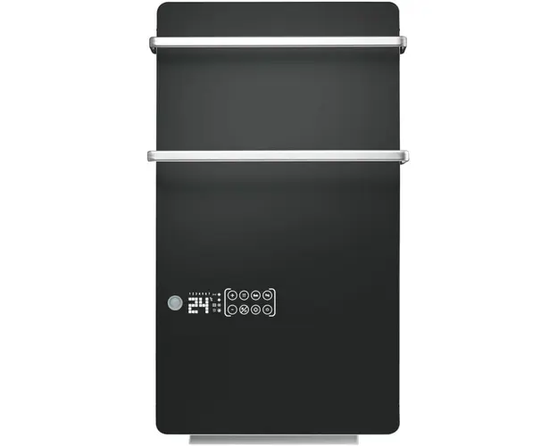 Incalzitor de baie din sticla Tesy GH200BW, 2000 W, touch control, proramator saptamanal, port prosop, display LED, negru