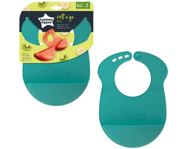 Baveta Tommee Tippee Roll &amp; Go, de la 6 luni, Verde