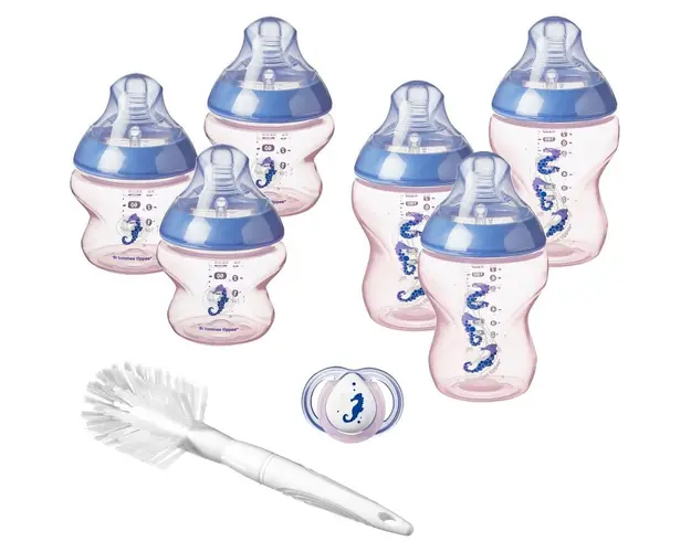 Kit biberoane nou nascut, ONL fete Tommee Tippee, + 0 luni, Calut de Mare Albastru