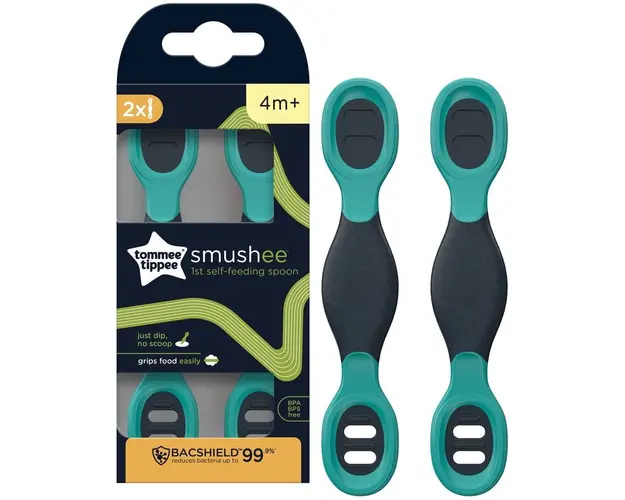 Set 2 lingurite Tommee Tippee, de la 4 luni, Gri/Verde