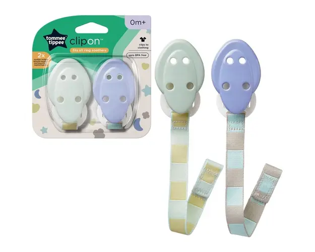 Suport pentru suzete Tommee Tippee, 0 luni +, Verde/Mov, 2 buc