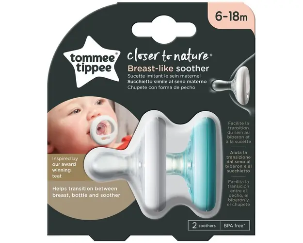 Suzeta Tommee Tippee Closer to Nature, 2 buc, 6-18 luni, Alb/Verde