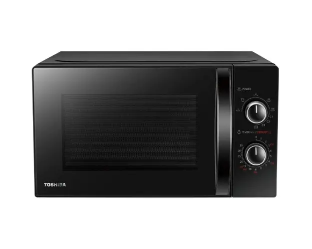 Cuptor cu microunde Toshiba MW-MG20PBK, 20 l, 800 W, 6 nivele de putere, control mecanic, grill, functie decongelare, timer, negru