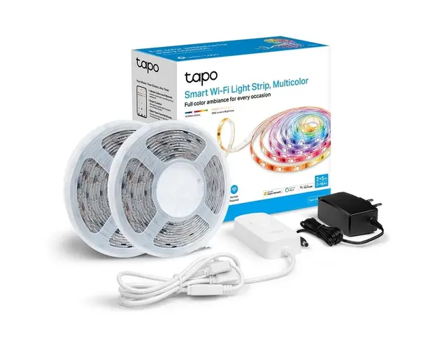 Banda led Multicolora cu zone de culoare si LED-uri albe, Wi-Fi 2.4 Ghz, consum 24W/buc, banda 2 x 5m, control prin aplicatia Tapo, comenzi vocale