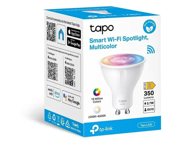 Bec led wireless, 350lm, 2.9W, fasung GU10, temperatura culoare 2200K - 6500K , control.cu aplicatia.Tapo