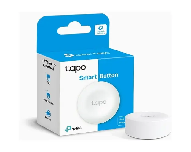 Buton inteligent, necesita hub Tapo H100 pentru functionare, programare prin smartphone aplicatia Tapo, 1 x baterie CR2032, WiFi