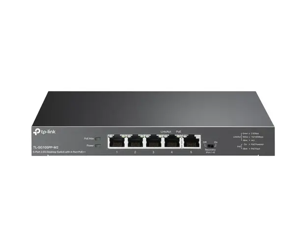 Comutator TP-LINK TL-SG105PP-M2, 5x2,5G(4xPOE++), carcasa metalica, desktop, negru