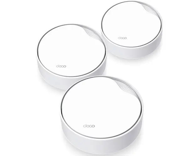 Sistem Wi-Fi Mesh TP-Link Deco X50-PoE(3-pack), Dual-Band AX3000 cu suport PoE, 1 x 2.5 Gbps port + 2 x Gigabit, cu acoperire completa pentru casa, Seamless Roaming, Antivirus, Control Parental si Control Vocal