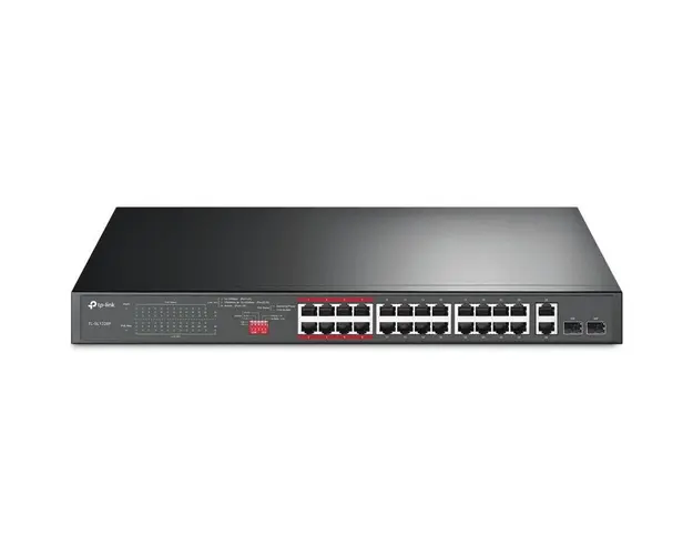 Comutator, TP-LINK, 24x100Mbps (24xPOE+) + 2x1000Mbps + 2xGigabit SFP combo