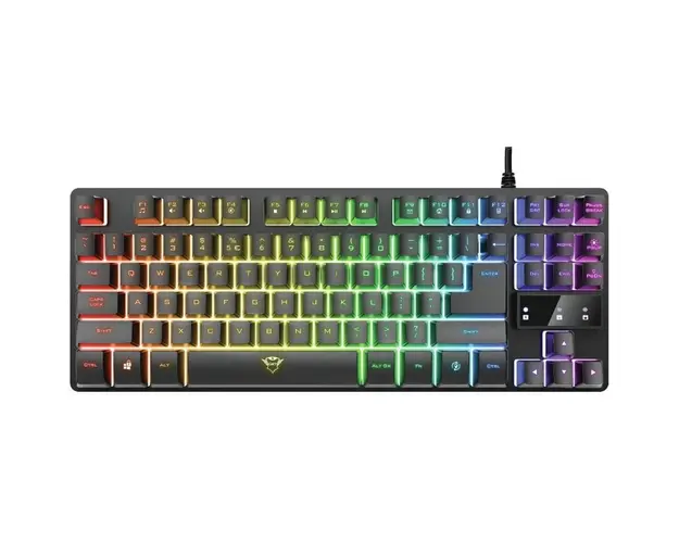 Tastatura gaming Trust GXT 833 Thado TKL, iluminare rainbow, Negru