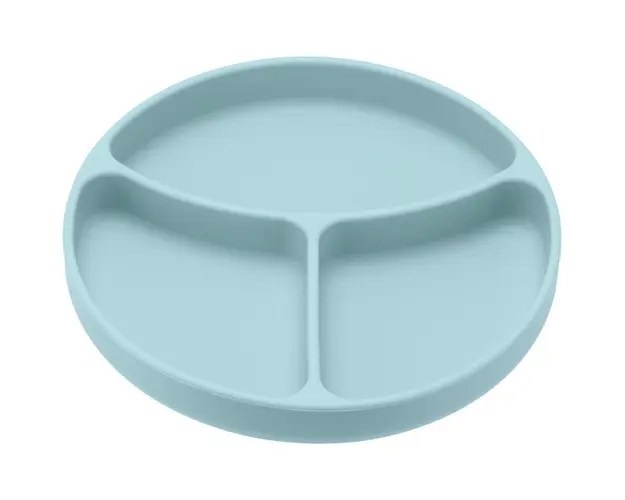 Farfurie compartimentata din silicon cu ventuza U-Grow, albastru, 19 cm
