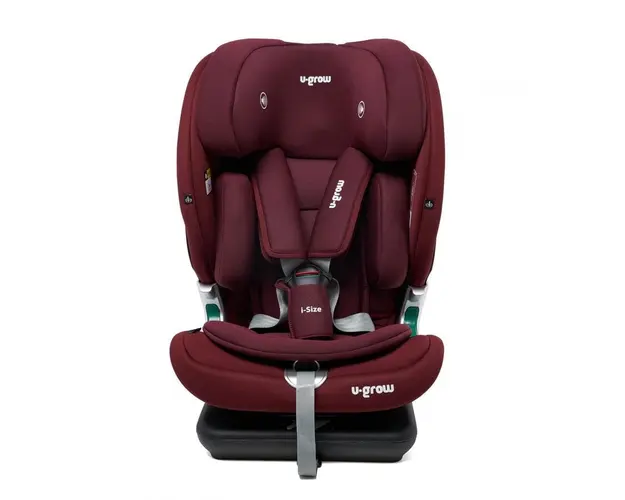 Scaun auto I-size U-Grow Goldfix Plus, isofix, 76-150 cm, boxa bluetooth, rosu