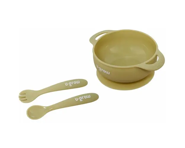 Set bol &amp; lingurita silicon,olive,U-Grow