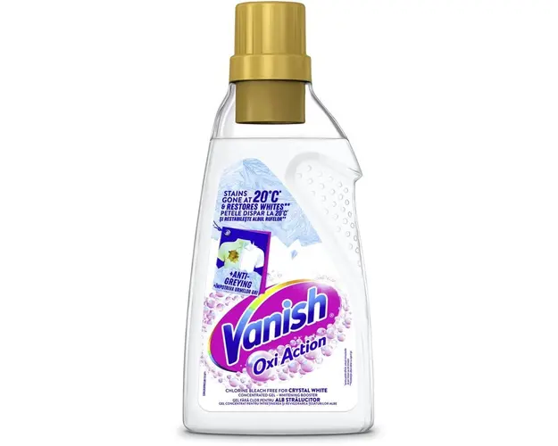 Gel concentrat Vanish cu actiune multipla pentru indepartarea petelor pentru haine albe, 750 ml