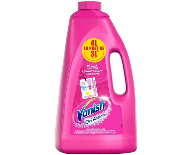 Solutie pentru indepartarea petelor Vanish Pink, 4L