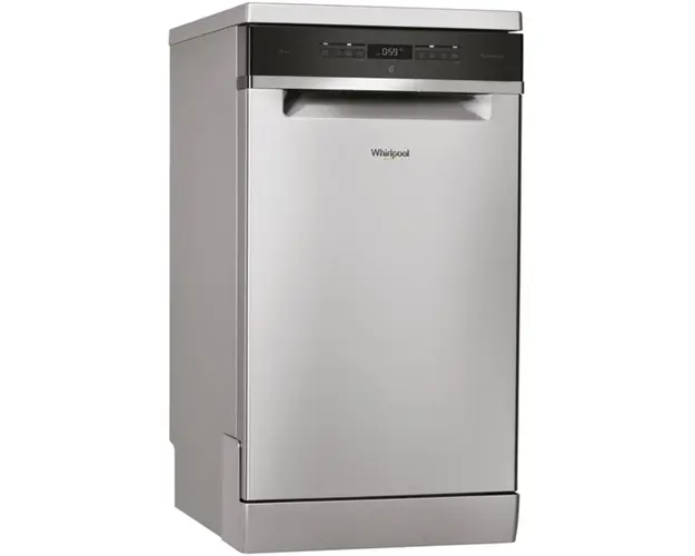 Masina de spalat vase Whirlpool WSFO 3O34 PF X, 10 seturi, 8 programe, Al 6-lea Simt, 45 cm, clasa D, inox